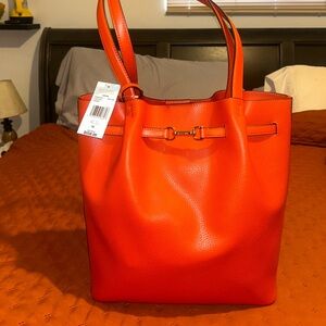 Michael Kors Orange Leather Tote Bag